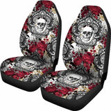 Gothic Skull And Red Roses Universal Bucket Seat Covers 172727 - YourCarButBetter