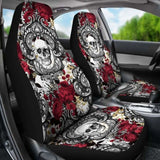 Gothic Skull And Red Roses Universal Bucket Seat Covers 172727 - YourCarButBetter