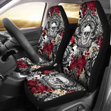 Gothic Skull And Red Roses Universal Bucket Seat Covers 172727 - YourCarButBetter