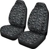 Gray And Black Skull Car Seat Covers Seat Protectors 172727 - YourCarButBetter
