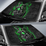 Gray And Green Gothic Skull Grim Reaper Car Auto Sun Shades 210201 - YourCarButBetter