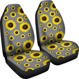 Gray Burlap Style Background With Sunflower Pattern Car Seat Covers 211406 - YourCarButBetter