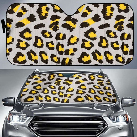 Gray Leopard Print Pattern Car Auto Sun Shades 172609 - YourCarButBetter