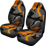 Gray Orange Camouflage Car Seat Covers 210807 - YourCarButBetter