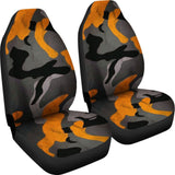 Gray Orange Camouflage Car Seat Covers 210807 - YourCarButBetter