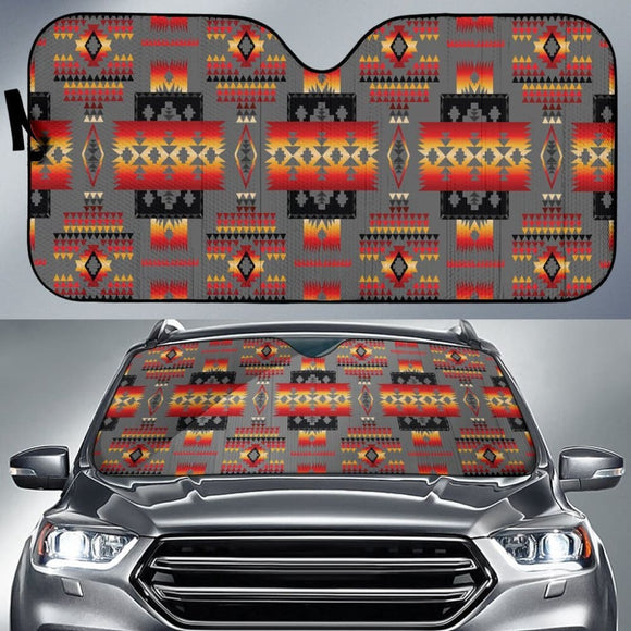 Gray Pattern Native Auto Sun Shades 093223 - YourCarButBetter