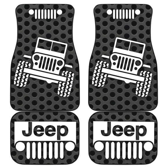 Gray White Jeep Offroad Metal Holes Printed Car Floor Mats Custom 1 211901 - YourCarButBetter