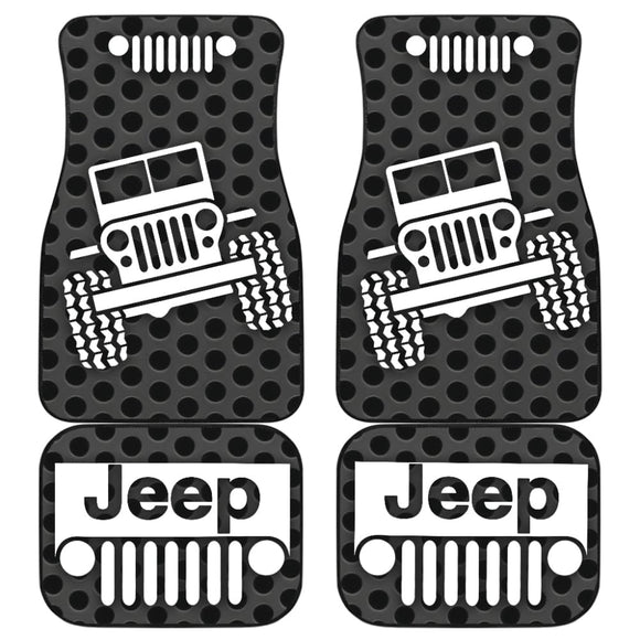 Gray White Jeep Offroad Metal Holes Printed Car Floor Mats Custom 2 211901 - YourCarButBetter
