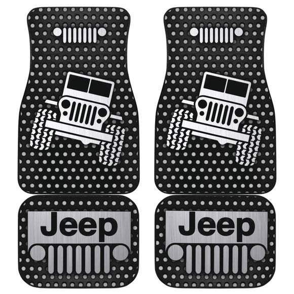 Gray White Jeep Offroad Metal Holes Printed Car Floor Mats Custom 3 211901 - YourCarButBetter