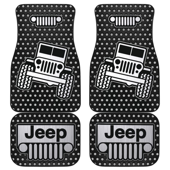 Gray White Jeep Offroad Metal Holes Printed Car Floor Mats Custom 4 211901 - YourCarButBetter