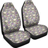 Gray With Skulls And Pink And Purple Roses Car Seat Covers Seat Protectors 174510 - YourCarButBetter