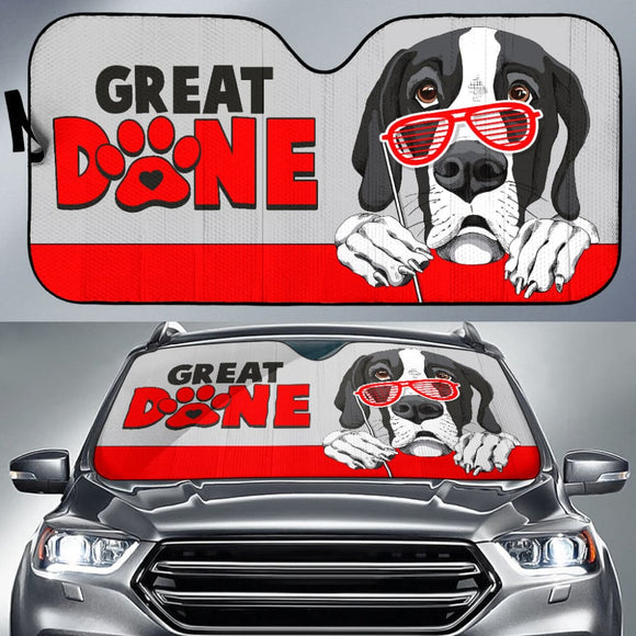 Great Dane Dog Loves Paw Print Car Auto Sun Shades 210401 - YourCarButBetter