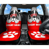 Great Dane Dog Loves Paw Print Car Seat Covers 210401 - YourCarButBetter