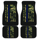 Green American Flag Thin Blue Line Car Floor Mats 211803 - YourCarButBetter