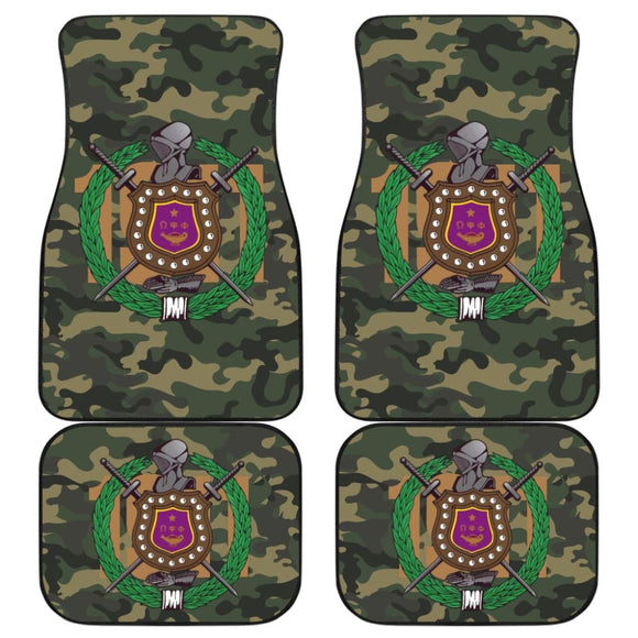 Green And Brown Camouflage Omega Psi Phi Car Floor Mats 211706 - YourCarButBetter