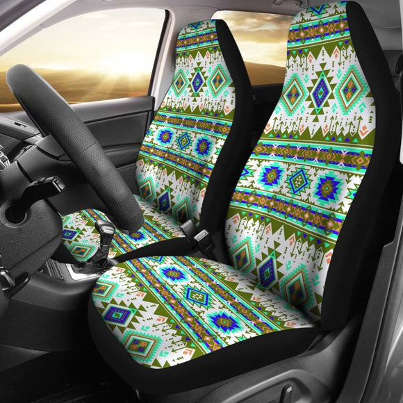Green And White Aztec Car Seat Covers 174510 - YourCarButBetter