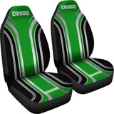 Green Black Camaro White Letter Car Seat Covers 210603 - YourCarButBetter