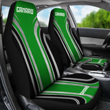 Green Black Camaro White Letter Car Seat Covers 210603 - YourCarButBetter