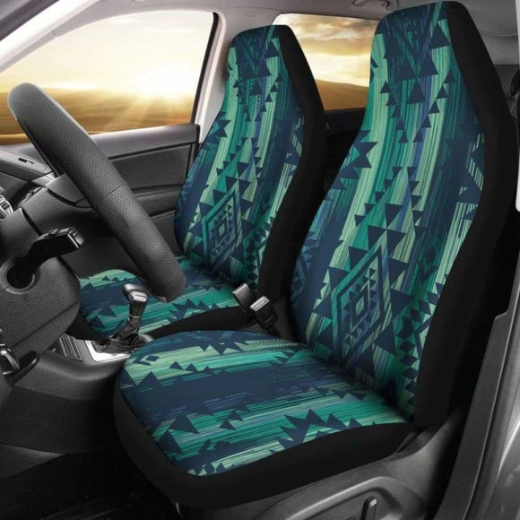 Green Boho Aztec Streaks Car Seat Covers 110424 - YourCarButBetter
