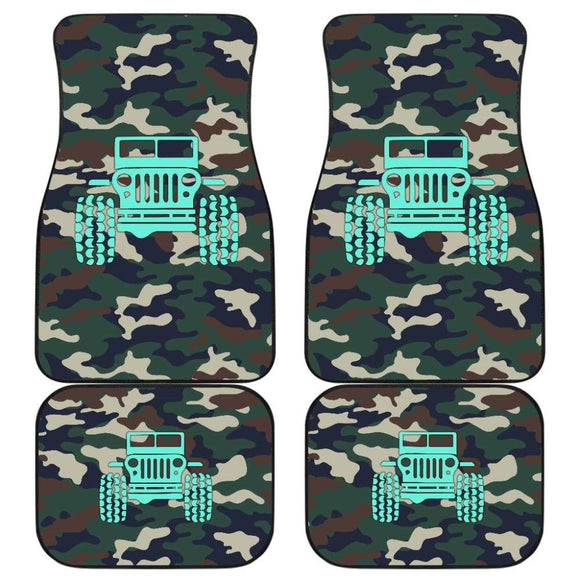 Green Camouflage Color Dark Blue Jeep Car Floor Mats 211204 - YourCarButBetter