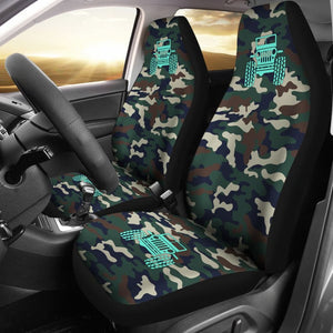 Green Camouflage Color Dark Blue Jeep Car Seats Covers 211204 - YourCarButBetter