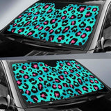 Green Leopard Skin Print Pattern Car Auto Sun Shades 172609 - YourCarButBetter