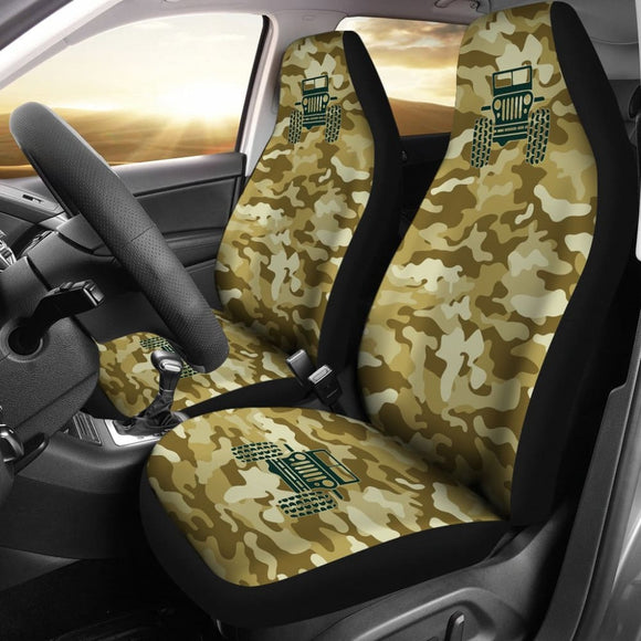 Green Ocher Camouflage Color Bronze Jeep Car Seats Covers 211204 - YourCarButBetter
