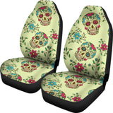 Green Sugar Skull Car Seat Covers 101819 - YourCarButBetter