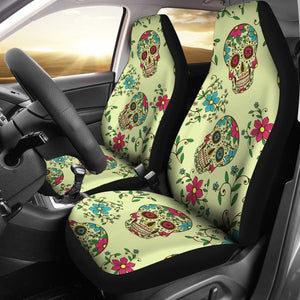Green Sugar Skull Car Seat Covers 101819 - YourCarButBetter