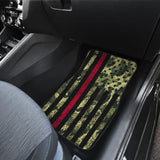 Green Themed American Flag Thin Red Line Car Floor Mats 211803 - YourCarButBetter
