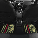 Green Themed American Flag Thin Red Line Car Floor Mats 211803 - YourCarButBetter