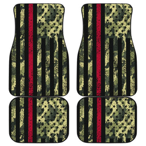 Green Themed American Flag Thin Red Line Car Floor Mats 211803 - YourCarButBetter