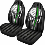 Green Thin Line Punisher Inspired Car Seat Covers Set Of 2 182417 - YourCarButBetter