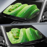 Green Tree Python Snake Dark Background Hd Car Sun Shade 104020 - YourCarButBetter