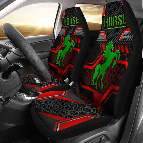 Green Walking Horse Emblem Car Seat Covers 210503 - YourCarButBetter