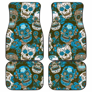 Gretta Skully Car Mats - Sugar Skull - Light Blue 101207 - YourCarButBetter