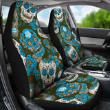 Gretta Skully Car Seat Covers - Sugar Skull - Light Blue 101207 - YourCarButBetter