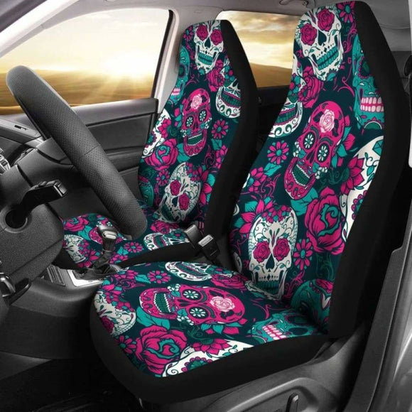 Gretta Skully Car Seat Covers - Sugar Skull - Pinkish 101207 - YourCarButBetter