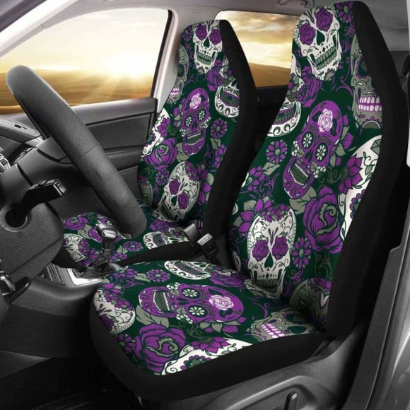 Gretta Skully Car Seat Covers - Sugar Skull - Purple 101207 - YourCarButBetter