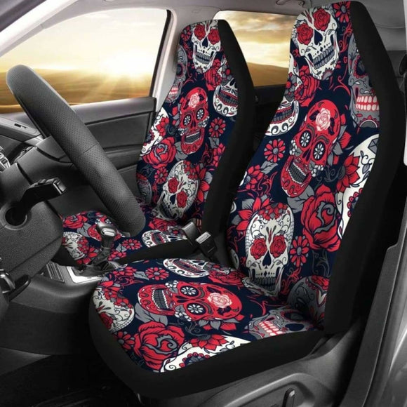 Gretta Skully Car Seat Covers - Sugar Skull - Red 101207 - YourCarButBetter