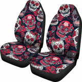 Gretta Skully Car Seat Covers - Sugar Skull - Red 101207 - YourCarButBetter