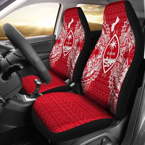 Guam Car Seat Cover - Guam Coat Of Arms Map Red White - 105905 - YourCarButBetter