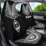 Guam Car Seat Cover - Guam Coat Of Arms Polynesian Chief Tattoo Black Version - 10 174914 - YourCarButBetter