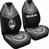 Guam Car Seat Cover - Guam Coat Of Arms Polynesian Chief Tattoo Black Version - 10 174914 - YourCarButBetter