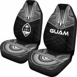 Guam Car Seat Cover - Guam Coat Of Arms Polynesian Chief Tattoo Black Version - 10 174914 - YourCarButBetter