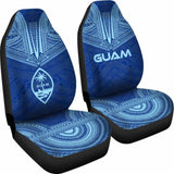 Guam Car Seat Cover - Guam Coat Of Arms Polynesian Chief Tattoo Blue Version - 10 174914 - YourCarButBetter