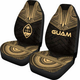 Guam Car Seat Cover - Guam Coat Of Arms Polynesian Chief Tattoo Gold Version - 10 174914 - YourCarButBetter