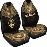 Guam Car Seat Cover - Guam Coat Of Arms Polynesian Chief Tattoo Gold Version - 10 174914 - YourCarButBetter