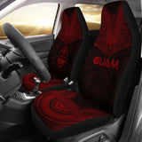 Guam Car Seat Cover - Guam Coat Of Arms Polynesian Chief Tattoo Red Version - 10 174914 - YourCarButBetter