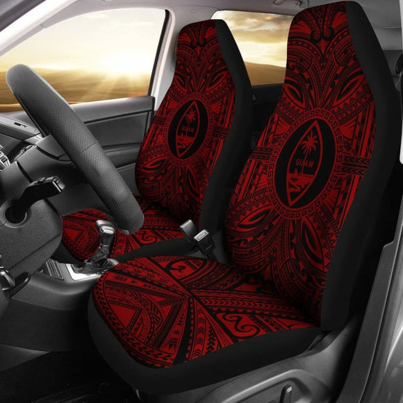 Guam Car Seat Cover - Guam Coat Of Arms Polynesian Red Black 093223 - YourCarButBetter